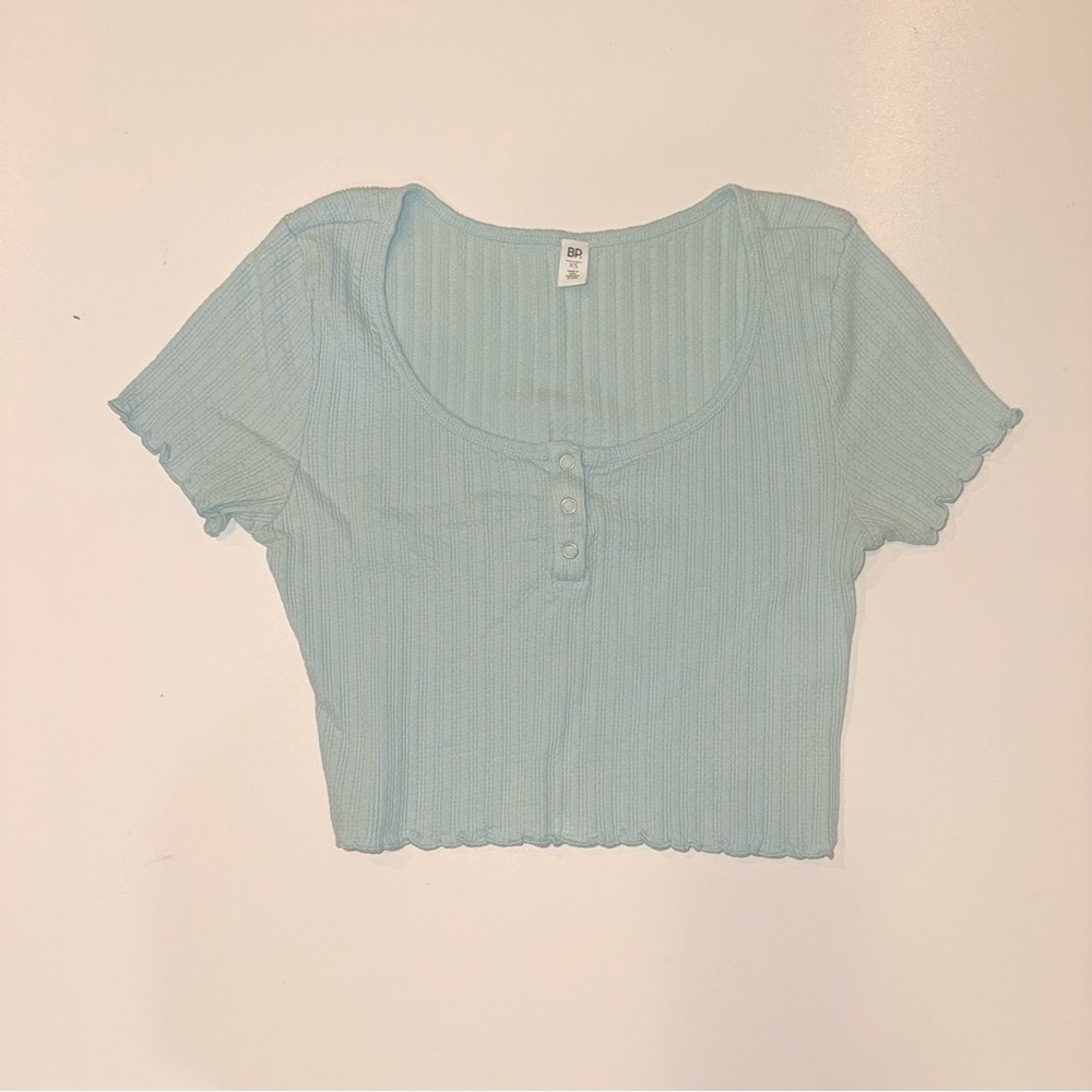 BP Light Blue Ribbed Crop Top
